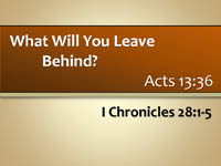 What Will You Leave Behind